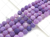 High Quality Natural Purple Frosted Matt Fire Agate, Round 6mm/8mm/10mm/12mm Fire Agate, Cracked Fire Agate, 15.5" Full Strand, sku#UA150