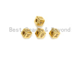 CZ Micro Pave Bee Bear Lip Dice Spacer Beads, Cubic Zirconia Cube Spacer Beads, NAME Beads in Gold Tone,8.5mm, sku#Z715