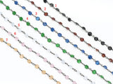 Hand Made Colorful CZ Crystal Cone Beaded Bezel Chain EF155