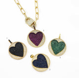 Paperclip Colorful CZ Heart Necklace, Sku#CL26