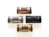 CZ Micro Pave Large hole Tube spacer beads charms/Drum barrel beads, Black CZ,15x8mm, sku#G403