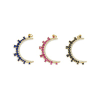 Black Fuchsia Cobalt  CZ Cresent Moon Charm, Sku#L688