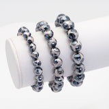 Mystic Black Spotted Agate Stretchy Bracelet, Sku#EF421