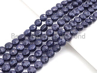 SPECIAL Turtle Shell Cut Natural Blue Goldstone Coin Shape beads, 6mm/8mm/10mm Checkerboard Cut Blue Goldstone, 16" Full strand, Sku#U728