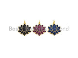 Colorful CZ Micro Pave Lotus Flower Pendant, X144/Z572