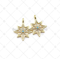 CZ Micro Pave North Star Shape Pendant, 18K Gold Filled Star Charm, Necklace Bracelet Charm Pendant, 25x21mm,Sku#LK496