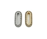 Gold Silver CZ Pave Long Oval Link Bead, Oval Link Connector, Sku#Z1467