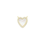 Gold CZ Mother of Pearl CZ Heart Shape Charm, Sku#LX456