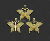Gold Filled CZ Micro Pave Butterfly Shape Pendant, 18K Gold Filled Butterfly Charm, Necklace Bracelet Charm Pendant,28x23mm,Sku#LD92