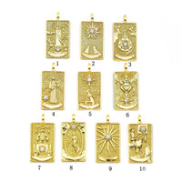 Gold Tarot Card Pendant, Sku#Z1422