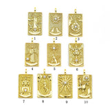 Gold Tarot Card Pendant, Sku#Z1422