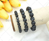 Natural Black White Banded Agate Stretchy Bracelet, Sku#EF22