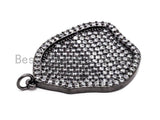 CZ Micro Pave Large Nugget Pendant, Cubic Zirconia Space Beads in Black, Necklace Earring Findings,25x33mm,sku#Y83