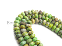 New Natural Green Agate Beads, Rondelle 8x12mm Agate, Natural Gemstone Beads,15.5" Full Strand, sku#U861