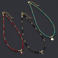 Gemstone Gold Spacer beaded Necklace, sku#O118