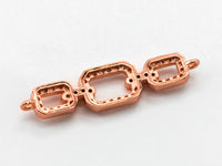 CZ Micro Pave Triple Rings Chain Shaped Connector, Cubic Zirconia Necklace Bracelet Chain Connector in Rose Gold, 28x6mm,sku#E295