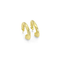 Thick Twisted Gold Hoop Earrings, Sku#LK848