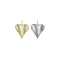 Gold Silver Clear CZ Large Puffy Heart Charm Pendant, Sku#LX