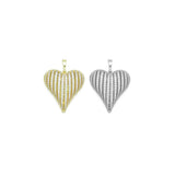 Gold Silver Clear CZ Large Puffy Heart Charm Pendant, Sku#LX