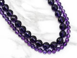 Special Cut Quality Natural Amethyst Round Faceted beads, 6mm/8mm/10mm/2mm, Loose Dark Puple Gemstone Beads, 15.5 inch strand, SKU#V3C