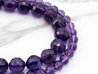Special Cut Quality Natural Amethyst Round Faceted beads, 6mm/8mm/10mm/2mm, Loose Dark Puple Gemstone Beads, 15.5 inch strand, SKU#V3C
