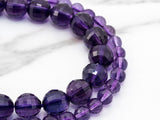 Special Cut Quality Natural Amethyst Round Faceted beads, 6mm/8mm/10mm/2mm, Loose Dark Puple Gemstone Beads, 15.5 inch strand, SKU#V3C