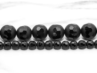 6mm/8mm/10mm/12mm High Quality Natural Matte Black Onyx Beads, Loose Round Smooth Middle Part Faceted Gemstone bead, 15.5inch strand, SKU#V6