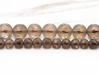 High Quality Natural Matte Smoky Quartz Round Smooth Middle Faceted beads, 6mm/8mm/10mm/12mm, Brown Gemstone Beads, 15.5inch strand, SKU#V5