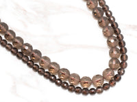 High Quality Natural Matte Smoky Quartz Round Smooth Middle Faceted beads, 6mm/8mm/10mm/12mm, Brown Gemstone Beads, 15.5inch strand, SKU#V5