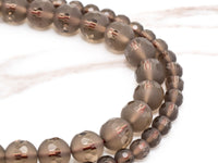 High Quality Natural Matte Smoky Quartz Round Smooth Middle Faceted beads, 6mm/8mm/10mm/12mm, Brown Gemstone Beads, 15.5inch strand, SKU#V5