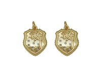 CZ Gold Tree On Shield Charm, Sku#F1479