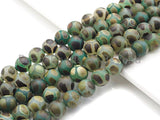 Natural Tibetan Green Agate football Line Beads, Dzi Agate beads, 8mm/10mm Tibetan Round Agate, 15.5" Full Strand, sku#U856