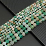 Green Cherry Blossom Agate Round Smooth Beads, Sku#U1945