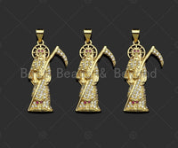 CZ Micro Pave Imperial Bodyguard  Shape Pendant/Charm, 18K Dainty Gold Charm, Necklace Bracelet Charm Pendant,16x33mm, Sku#LD29