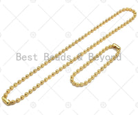 Star Patten Shinny Gold 4mm ball Beads Necklace Bracelet with Lock, Gold Ball beads Necklace, Ball beads Bracelet Necklace set, sku#LD75