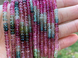 Top Quality Watermelon Tourmaline Faceted Rondelle Beads, 2x3.5mm/2x4.5mm Watermelon Tourmaline, 15.5'' Full Strand, SKU#U1224