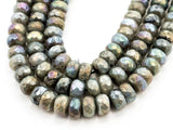 Natural Plated Labradorite beads, 4x6/5x8/6x10/7x12mm Faceted Rondelle Gemstone Beads, Natural labradorite Beads, 15.5inch strand, SKU#U184