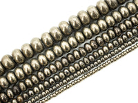 Quality Natural Pyrite beads,Rondelle Smooth Pyrite Gemstone Beads, 2x3mm/4x3mm/4x6mm/8x5mm/6x10 Rondelle Beads, 15inch FULL strand, SKU#W3
