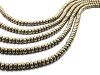 Quality Natural Pyrite beads,Rondelle Smooth Pyrite Gemstone Beads, 2x3mm/4x3mm/4x6mm/8x5mm/6x10 Rondelle Beads, 15inch FULL strand, SKU#W3