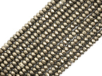 Quality Natural Faceted Pyrite Rondelle Beads,6x10mm/5x8mm/6x4mm/4x3mm/3x2mm, Pyrite Gemstone Beads, 15.5" Full Strand SKU#W4