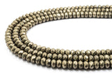 Quality Natural Faceted Pyrite Rondelle Beads,6x10mm/5x8mm/6x4mm/4x3mm/3x2mm, Pyrite Gemstone Beads, 15.5" Full Strand SKU#W4