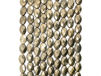 Quality Natural Pyrite Beads,Flat Oval Faceted Pyrite Gemstone Beads, 6x8mm/10x14mm, 15.5" FULL Strand, SKU#W6