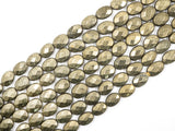 Quality Natural Pyrite Beads,Flat Oval Faceted Pyrite Gemstone Beads, 6x8mm/10x14mm, 15.5" FULL Strand, SKU#W6