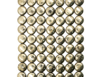 Natural Pyrite Smooth Coin Beads, 8mm 10mm 12mm Coin Round Smooth Pyrite Gemstone beads, 15.5" Full Strand, SKU#W11