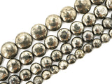 Natural Pyrite Smooth Coin Beads, 8mm 10mm 12mm Coin Round Smooth Pyrite Gemstone beads, 15.5" Full Strand, SKU#W11