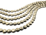 Natural Pyrite Smooth Coin Beads, 8mm 10mm 12mm Coin Round Smooth Pyrite Gemstone beads, 15.5" Full Strand, SKU#W11