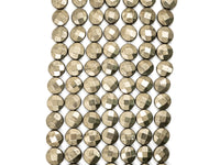 Quality Natural Pyrite Coin Beads, Faceted Flat Coin Pyrite Gemstone Beads, 8mm/10mm/12mm Coin Pyrite, 16" Full Strand, SKU#W12