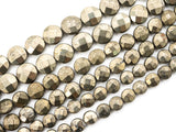 Quality Natural Pyrite Coin Beads, Faceted Flat Coin Pyrite Gemstone Beads, 8mm/10mm/12mm Coin Pyrite, 16" Full Strand, SKU#W12