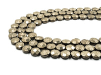 Quality Natural Pyrite Coin Beads, Faceted Flat Coin Pyrite Gemstone Beads, 8mm/10mm/12mm Coin Pyrite, 16" Full Strand, SKU#W12
