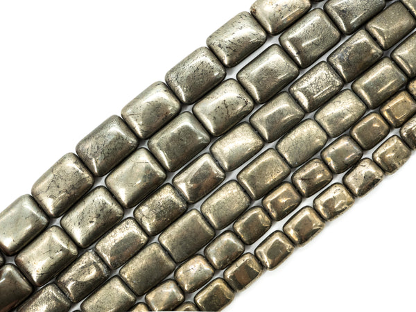Quality Natural Pyrite Rectangular Beads, Rectangle Smooth Pyrite Gemstone Beads, 8x10mm/10x14mm/12x16mm, SKU#W16
